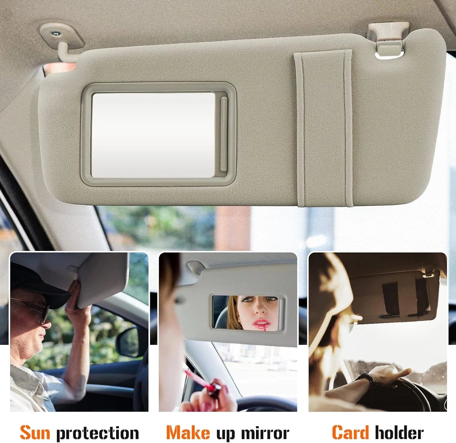 Beige Driver Side Sun Visor with Mirror for Toyota Venza (2009–2016)
