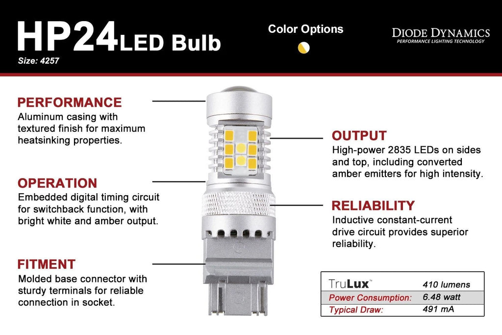 Switchback Dual-Color Turn Signal LED Bulbs Pair for Diode Dynamics 4257 (2018–2022)