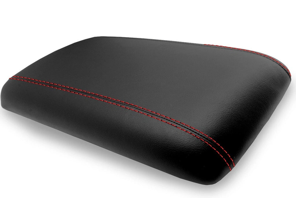 Leather Console Lid Armrest Cover for Ford Expedition (2003–2006) Red Stitch