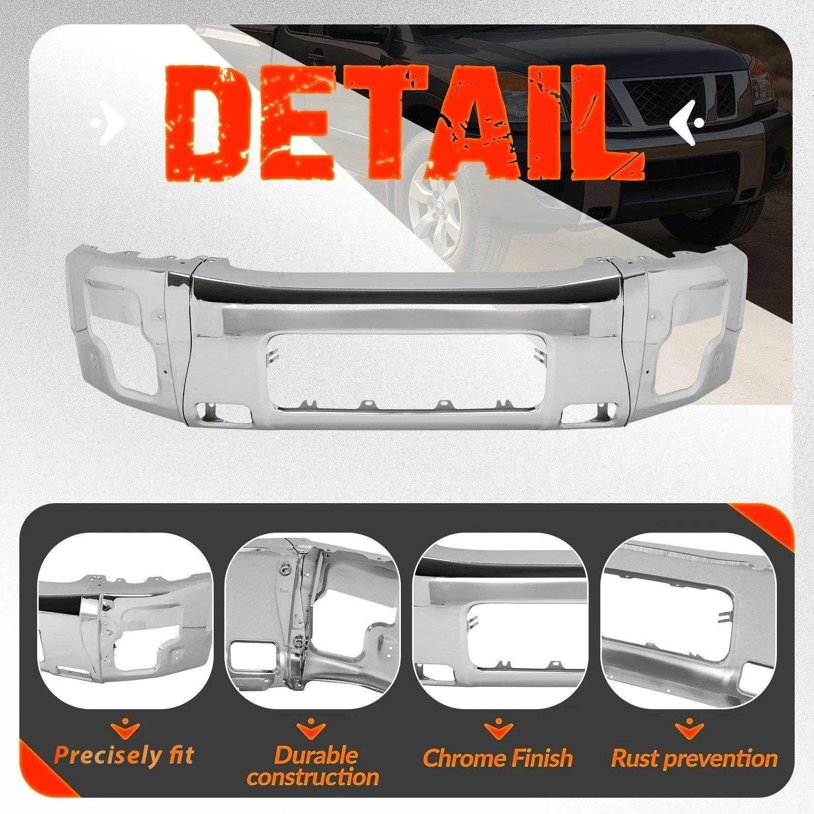 Front Bumper Face Bar for Nissan Titan Armada (2004–2015) Chrome