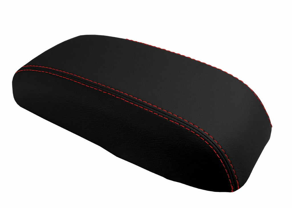 Leather Console Lid Armrest Cover for Dodge Neon (2000–2005) Red Stitch