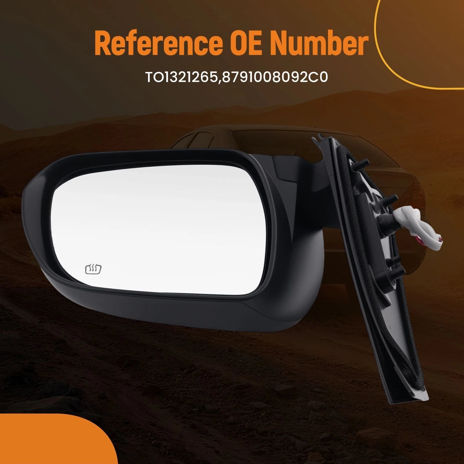 Heated Power Right Mirror for Toyota Sienna (2011–2017) 8791008092C0 Black ABS