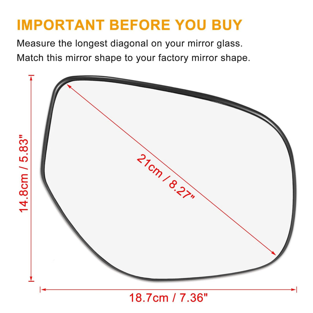 Right Side Heated Mirror Glass with Backing Plate for Mitsubishi Outlander (2003–2021)