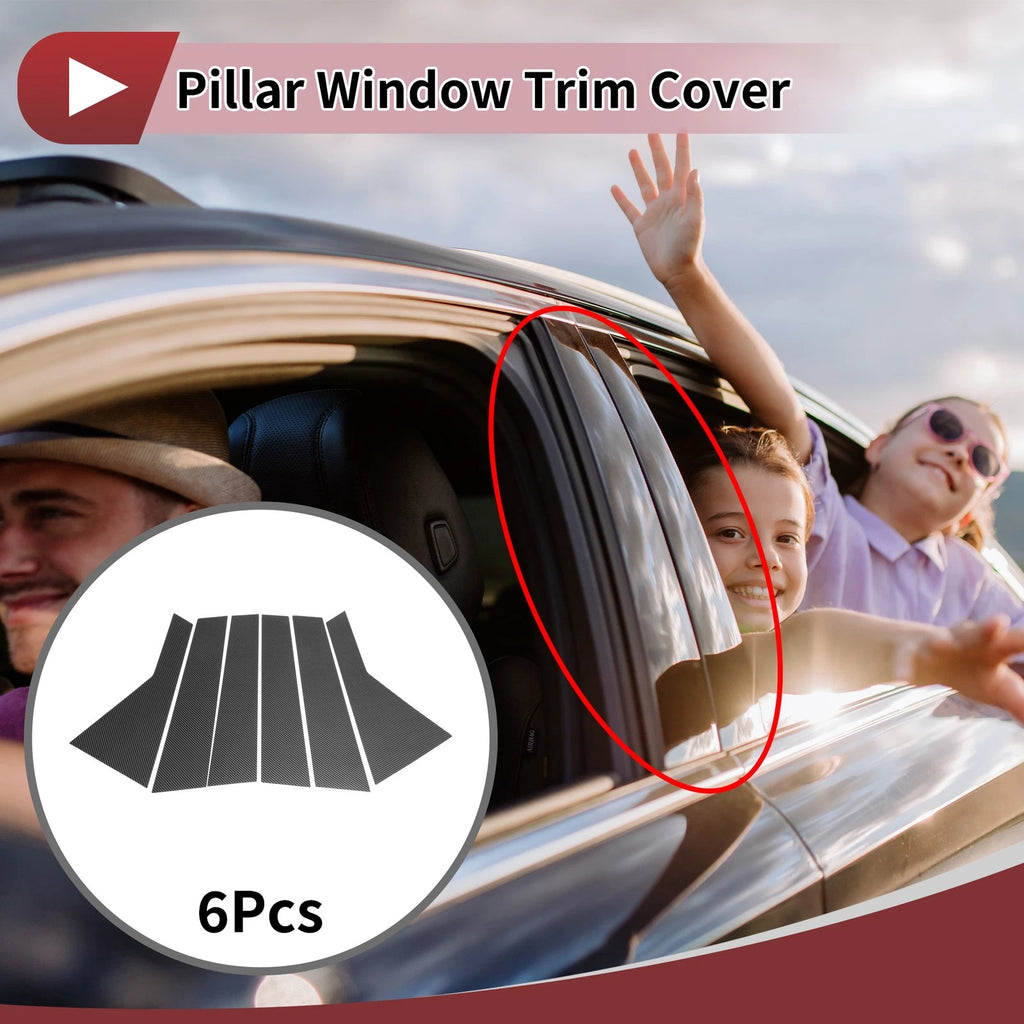 Door Pillar Window Trim for KIA Sorento (2016–2023) Black Carbon Fiber