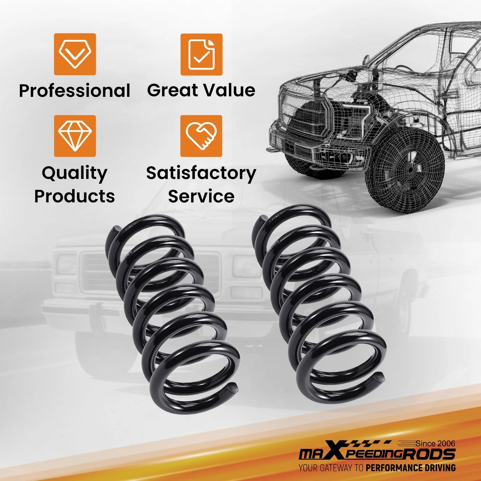 Set of 2 Front 4" Rear 4" Suspension Lowering Kit for Chevrolet C1500 (1988–1998)
