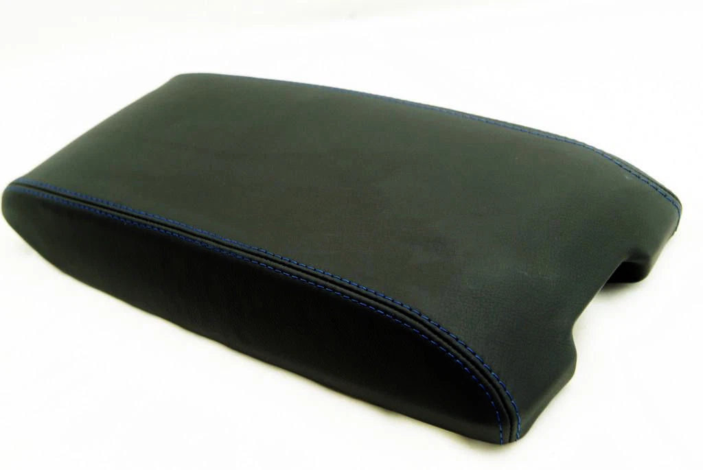 Leather Synthetic Console Armrest Cover for Chrysler 300 (2005–2007) Blue Stitch