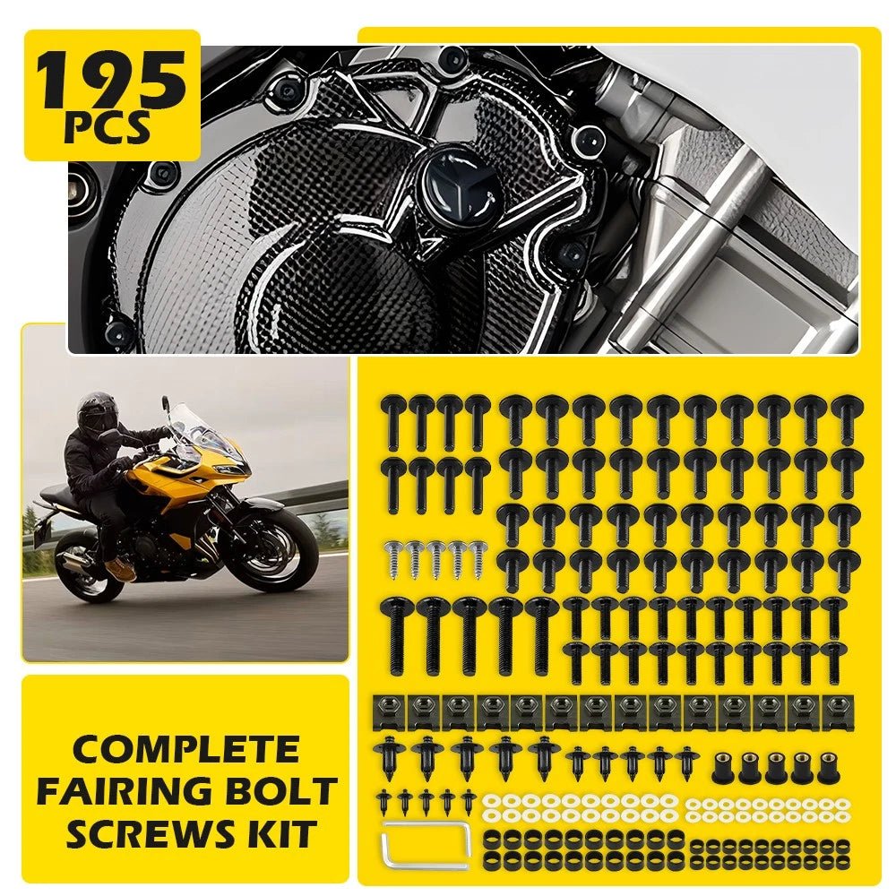 Complete Fairing Bolt Screws Kit for Kawasaki Ninja ZX6R ZX7R ZX9R ZX12R (195)