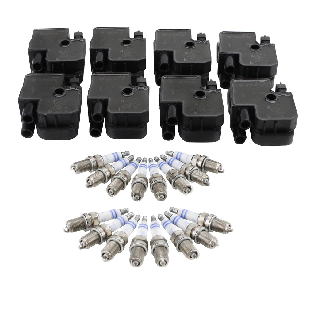 Set of 8 Ignition Coils & 16 Iridium Spark Plugs for Mercedes V8 (4.3, 5.0)