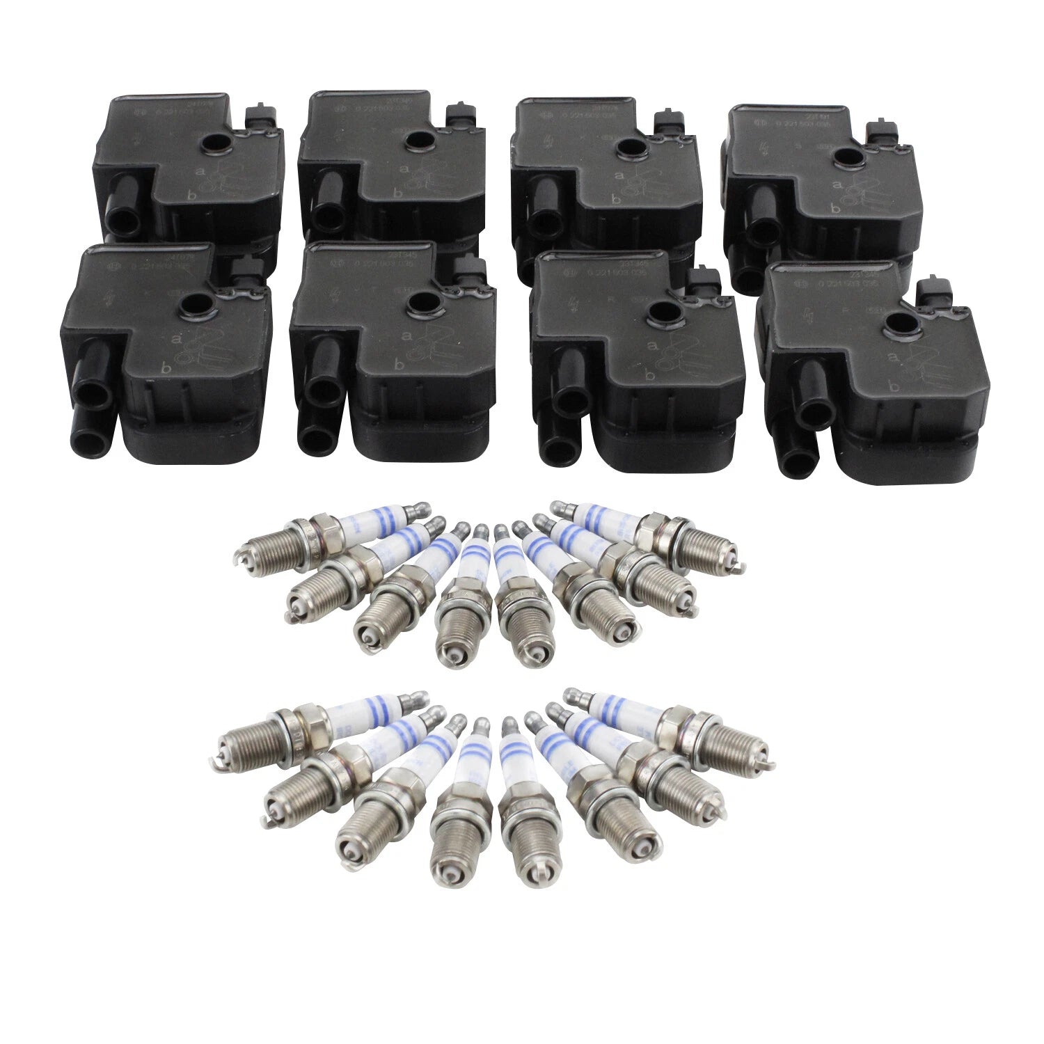 Set of 8 Ignition Coils & 16 Iridium Spark Plugs for Mercedes V8 (4.3, 5.0)