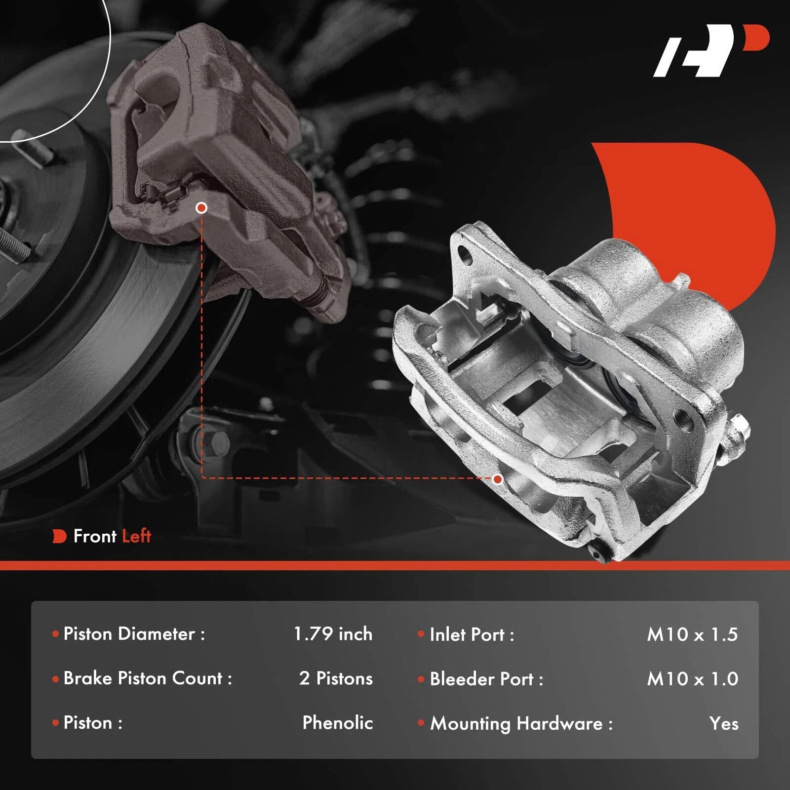 Front Left Brake Caliper with Bracket for Ford Edge (2007-2009)