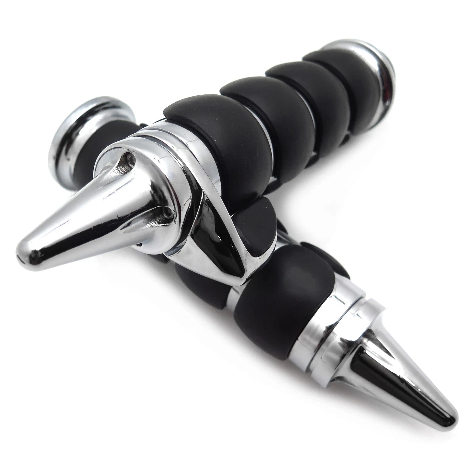 2X Black 22mm Spike Handlebar Grips Rubber Throttle Boss for Honda Yamaha