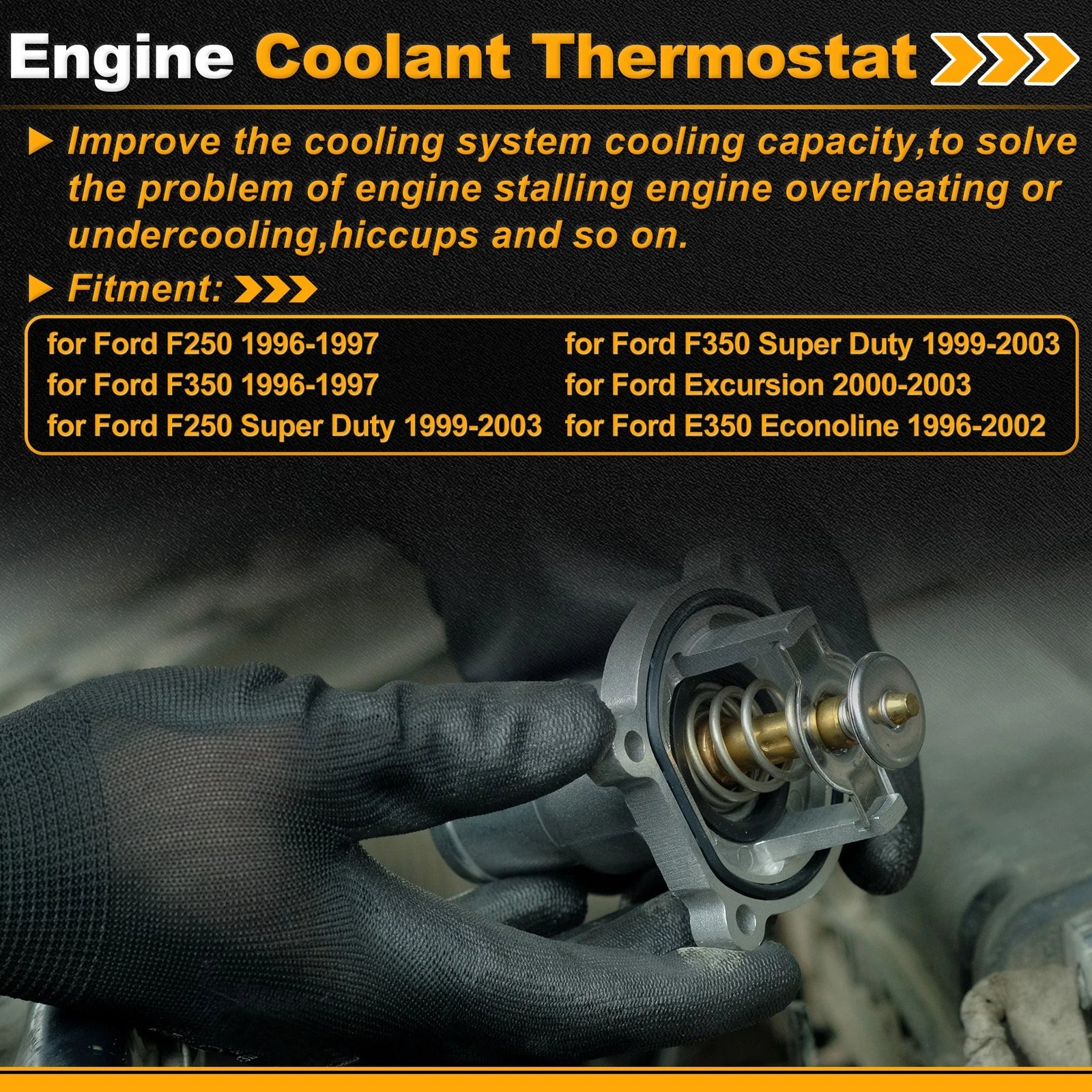 Engine Coolant Thermostat F6TZ8575EA for Ford F250 (1996–1997) with Seal