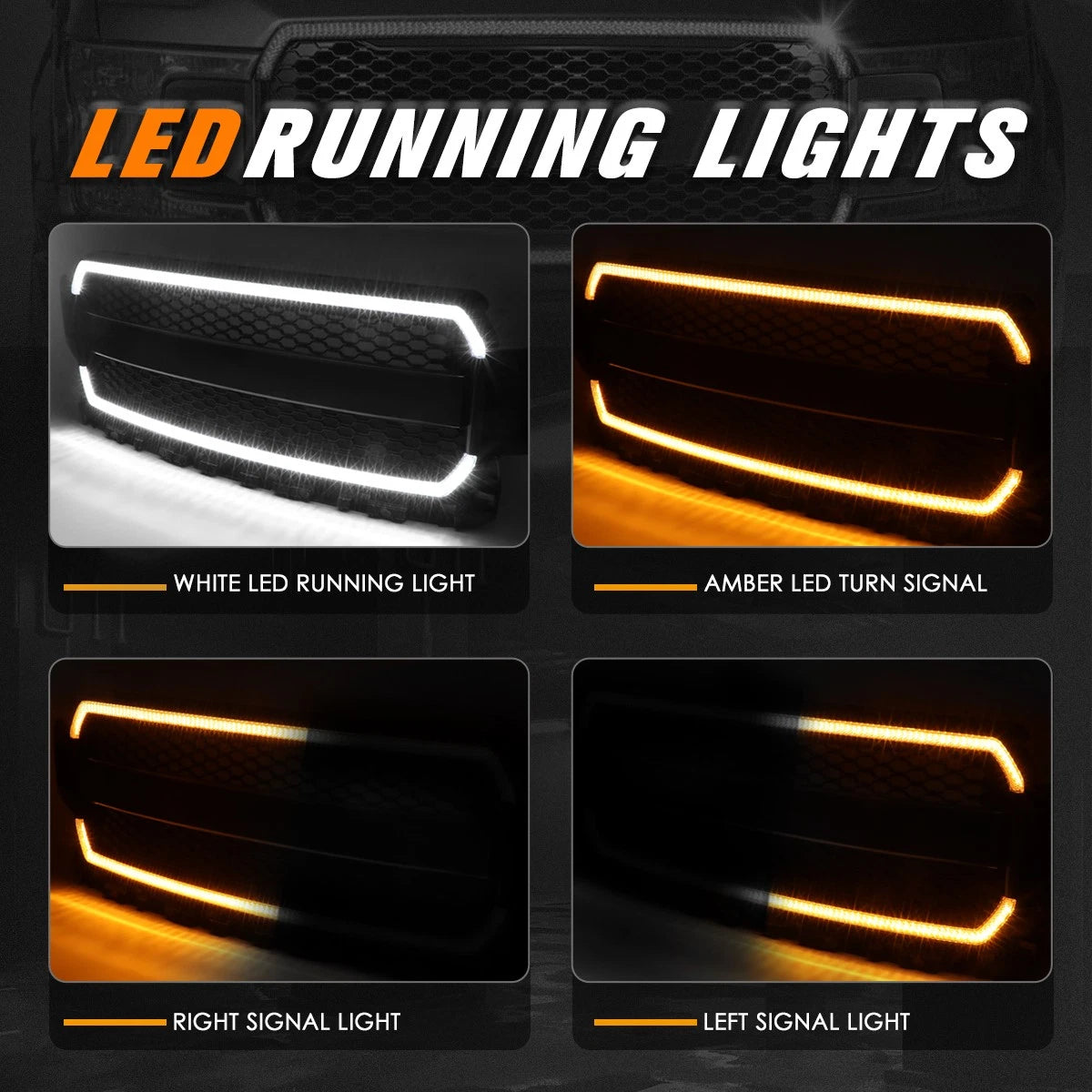 Front Bumper Hood Grille for Ford F-150 (2018–2020) w/ LED DRL & Wiring