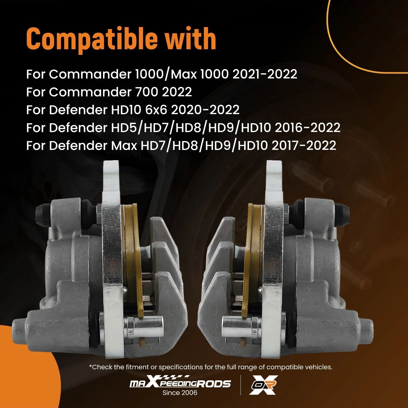 Set of 2 Front Brake Calipers w/ Bracket for Defender HD10 (2020–2022)