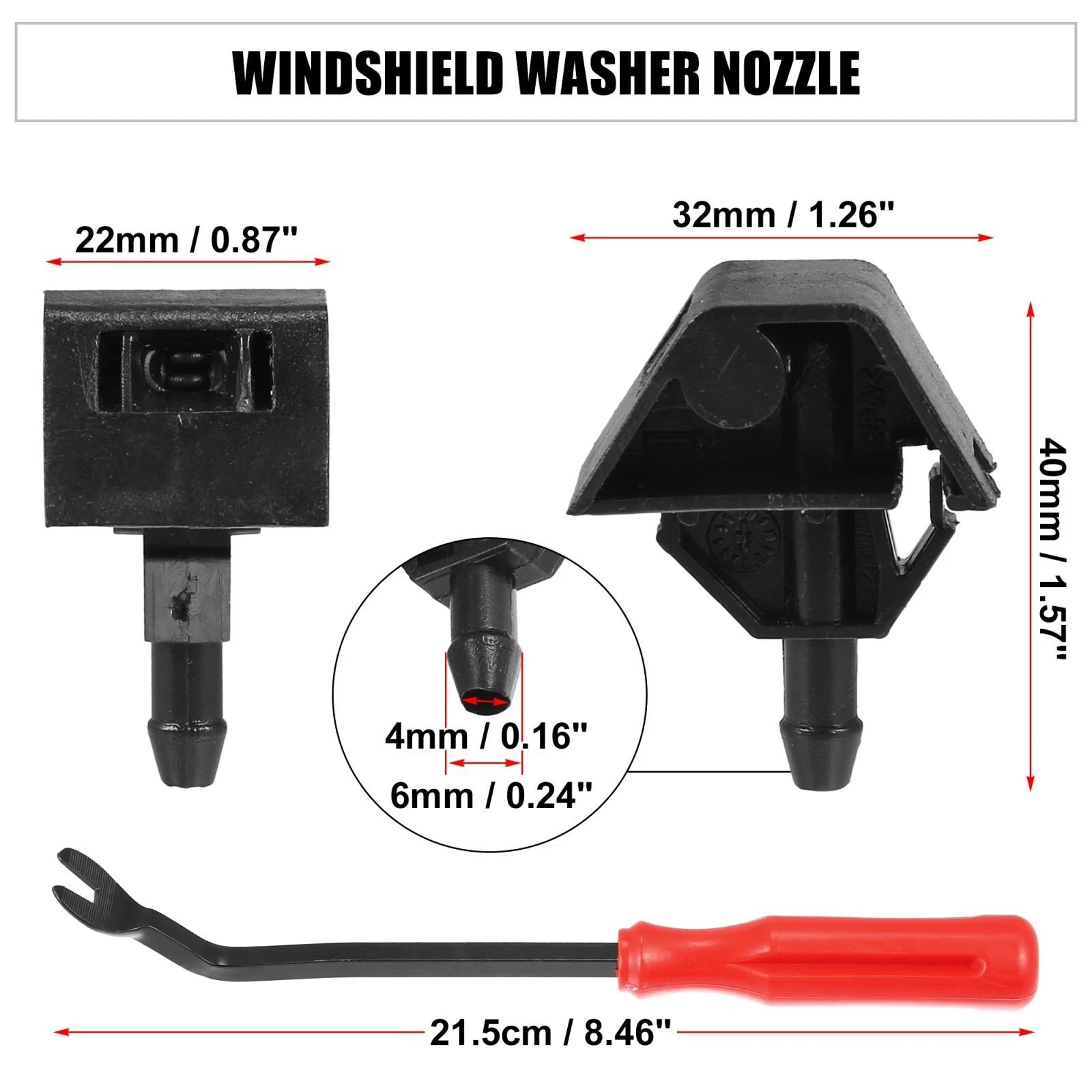 3 Pcs Windshield Washer Nozzle Kit 28932-JD000 for Nissan Qashqai (2007–2013)