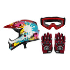 Youth Full Face Motocross Helmet for Kids (S/M/L/XL) with Goggles & Gloves