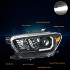 LED Projector Headlights for Toyota Tacoma (2016–2023) - Black Housing