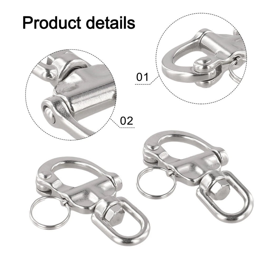 2X Quick Release Snap Shackles for Boat and Outdoor Gear (316 Stainless Steel)