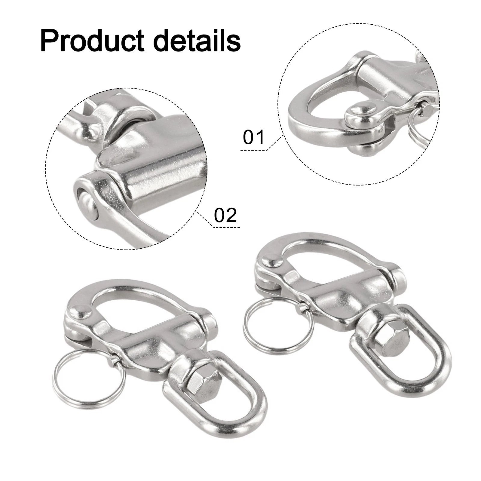2X Quick Release Snap Shackles for Boat and Outdoor Gear (316 Stainless Steel)