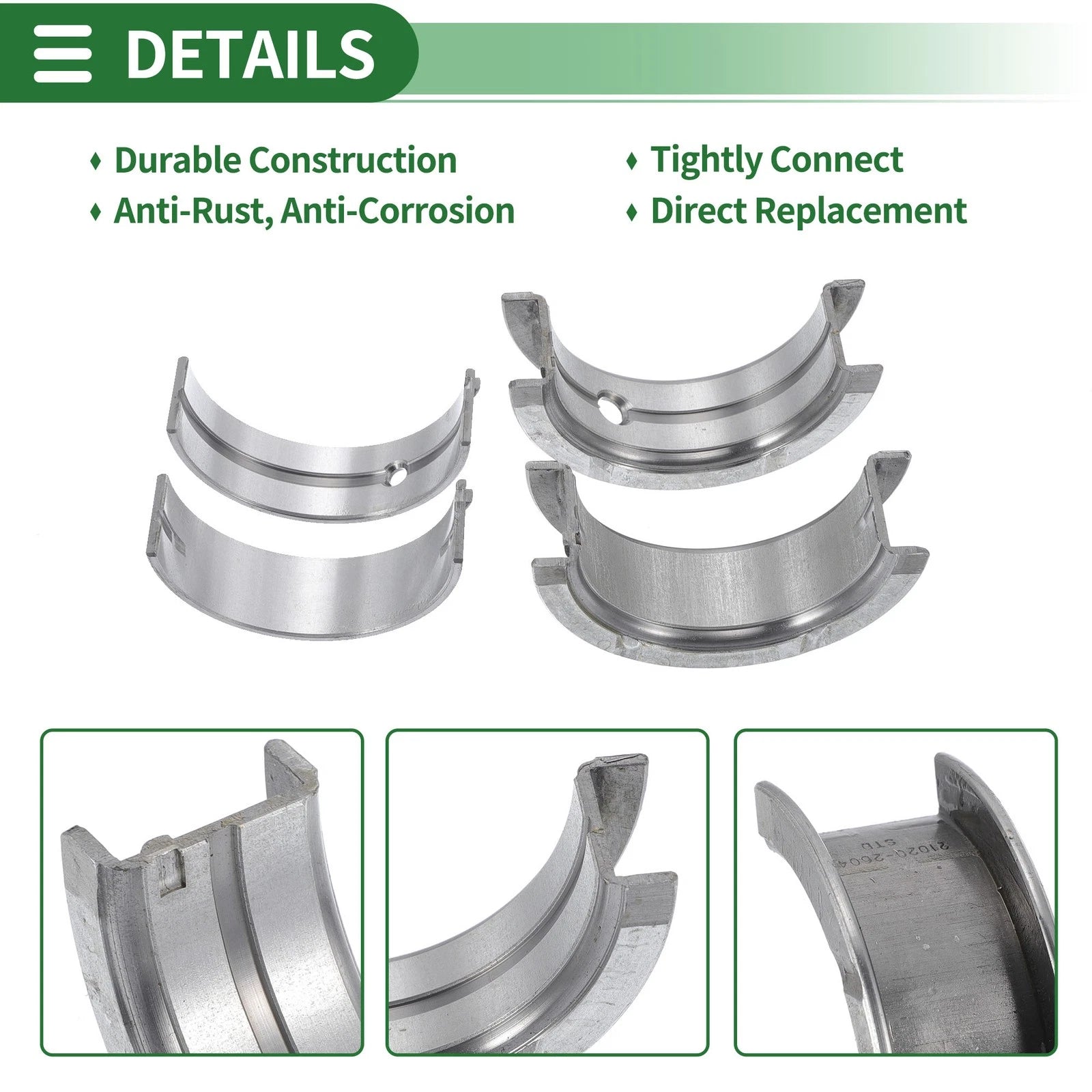 Main Bearing Set No. 2102026040 for Hyundai Accent (1995–2011) 10 Pcs