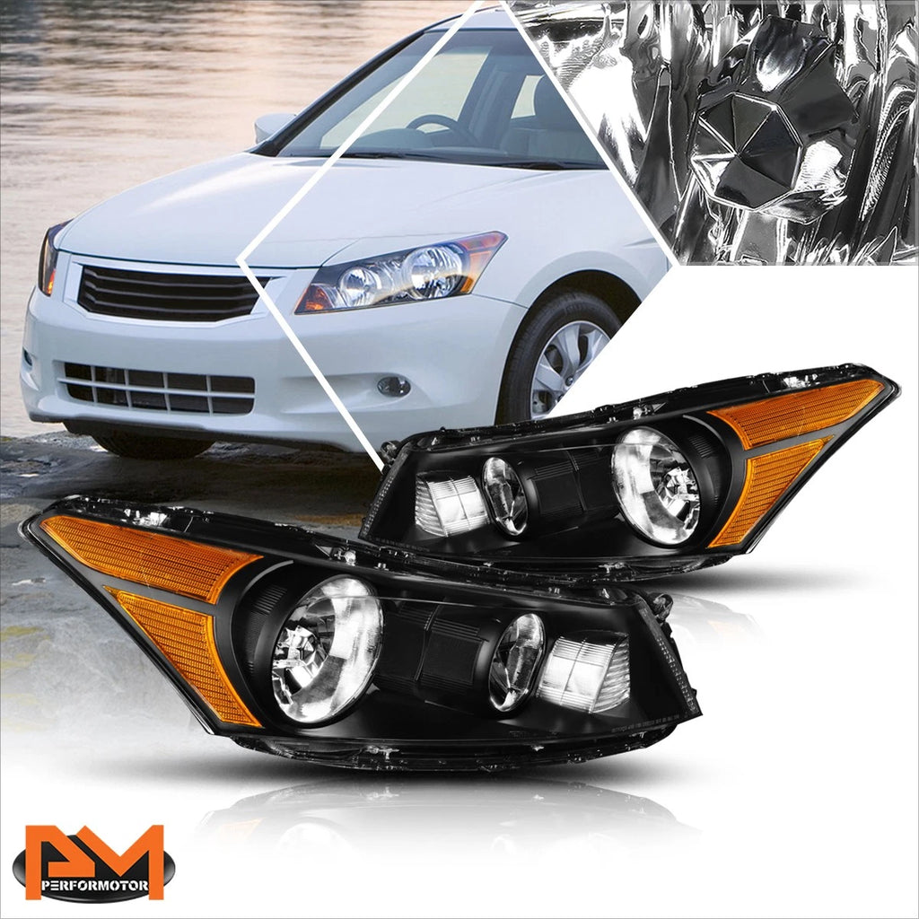 Headlight Assembly for Honda Accord Sedan (2008–2012) - Black Housing, Amber Signal