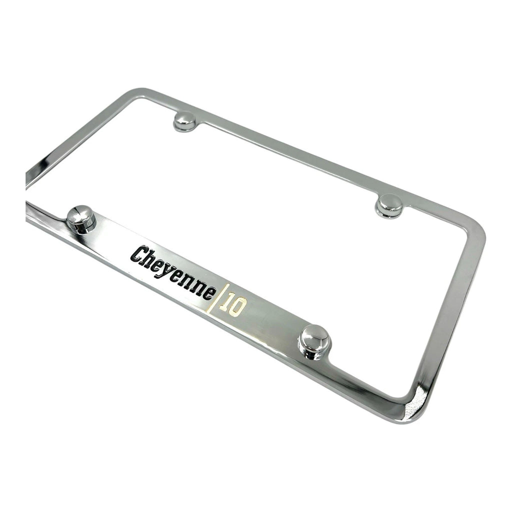 License Plate Frame Replacement Chrome Engraved for Chevrolet Cheyenne (2010–2015)