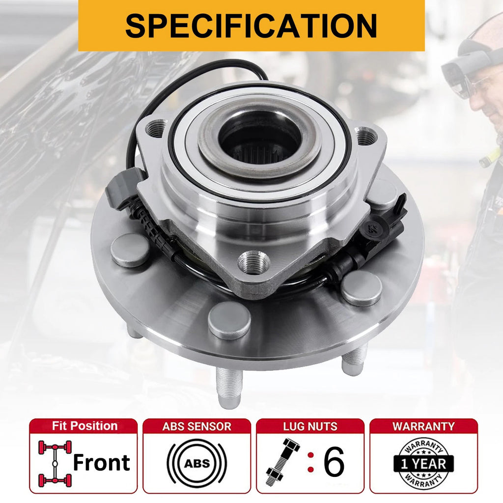 Pair Front Wheel Hubs & Bearing Assembly for GMC Yukon XL 1500 (2007–2014)