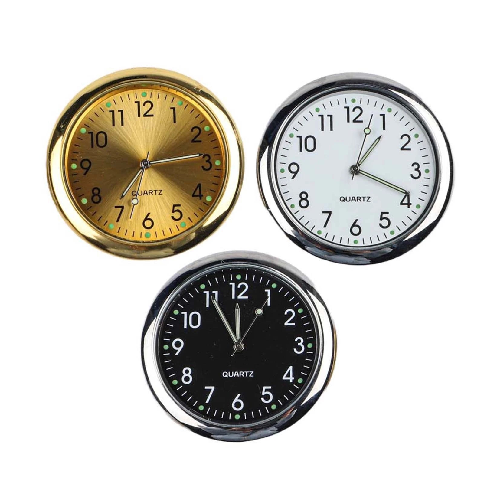 3 Pack Dashboard Clocks 40mm with Luminous Hands for Car and Marine