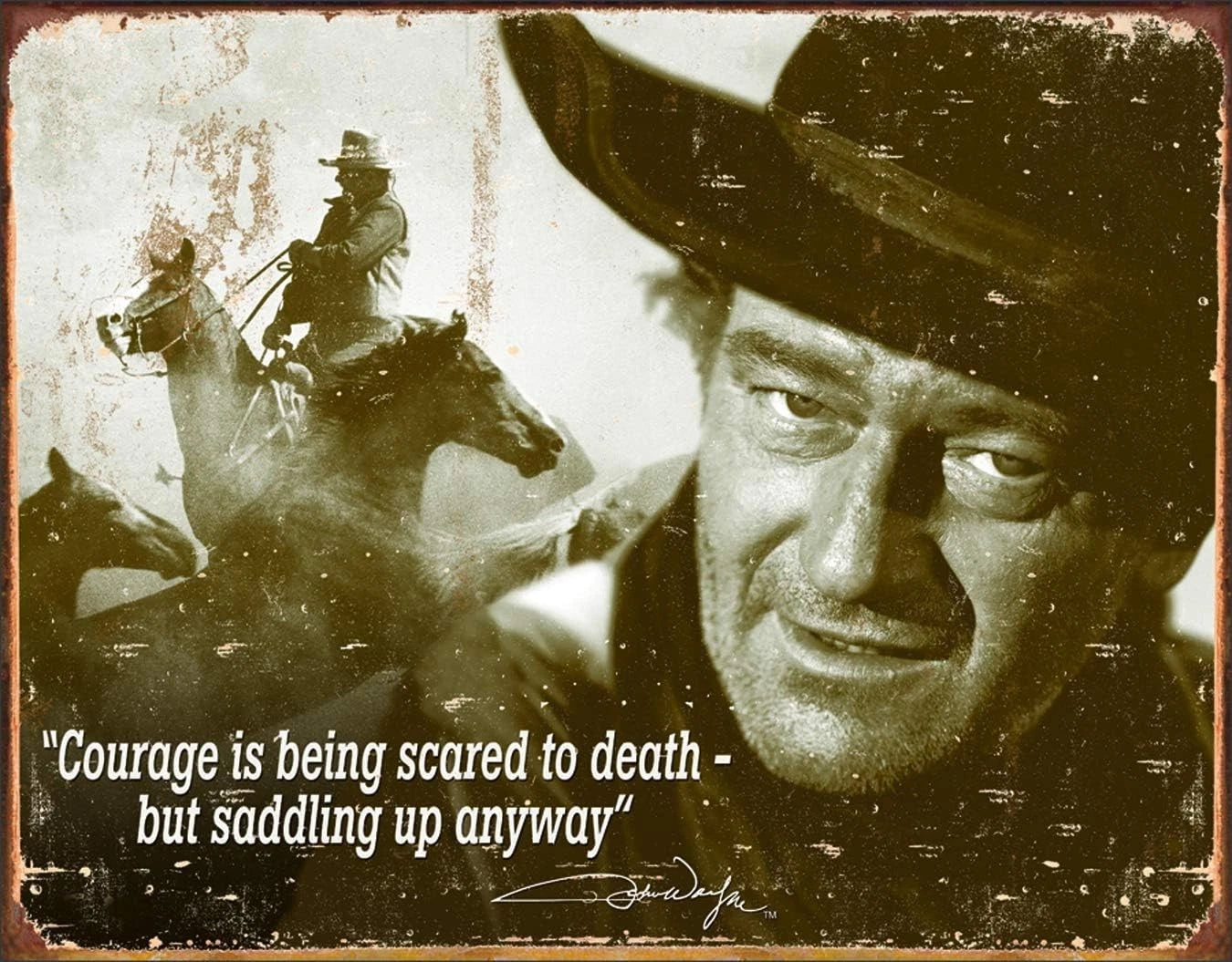 Tin Sign John Wayne Quote Courage #1429