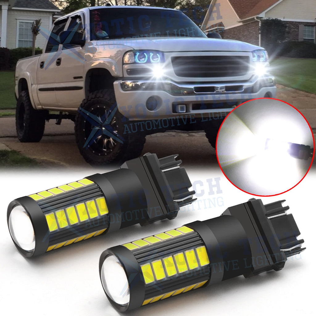 White LED Daytime Running Light DRL Bulbs for GMC Sierra 1500 2500 HD (1999–2006)