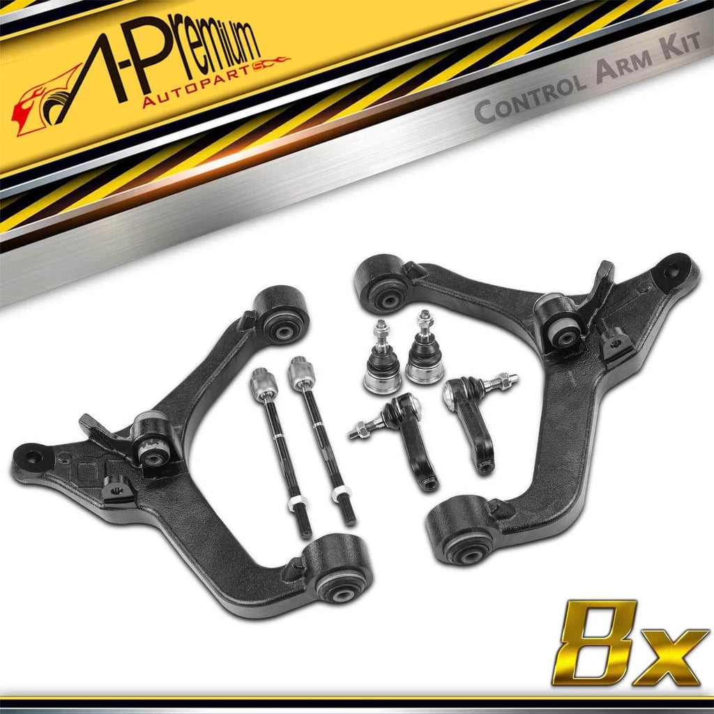Set of 8 Front Lower Control Arm, Ball Joint & Tie Rod End for Jeep Liberty (2002–2012)