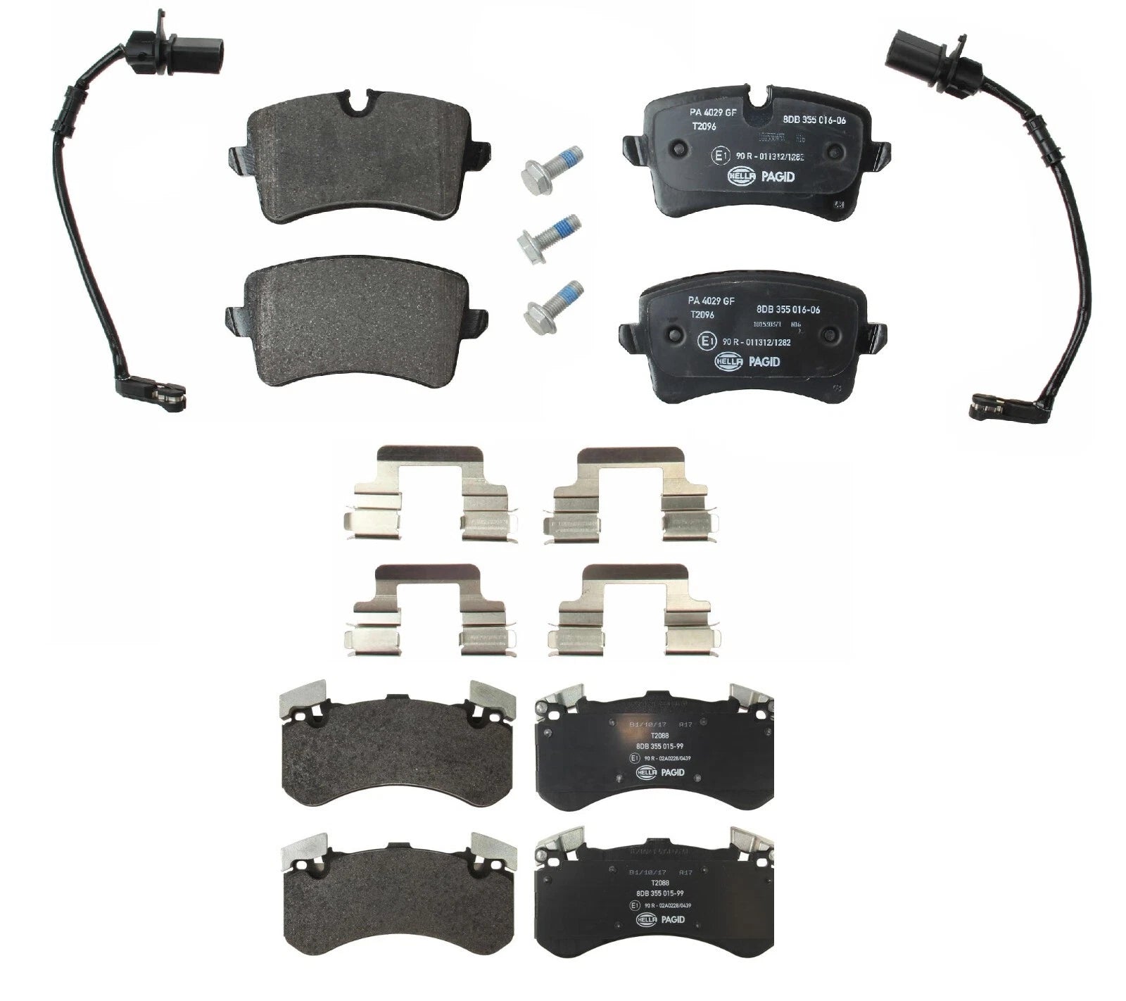 Set of 4 Hella Pagid Front & Rear Disc Brake Pads for Audi S6 S7 (2013–2018)