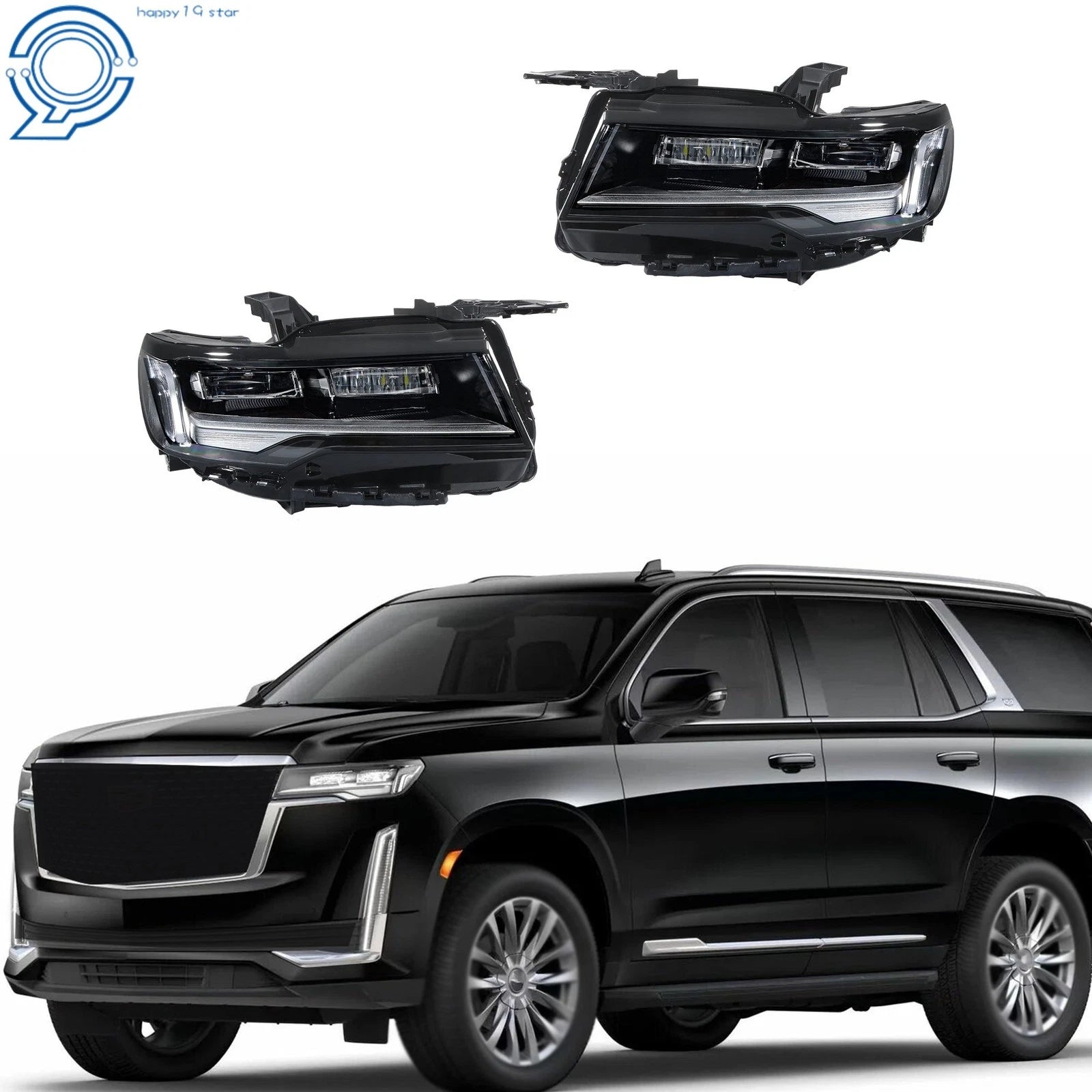 Set of 2 LED Headlights for Cadillac Escalade Luxury/Premium (2021–2024) Chrome