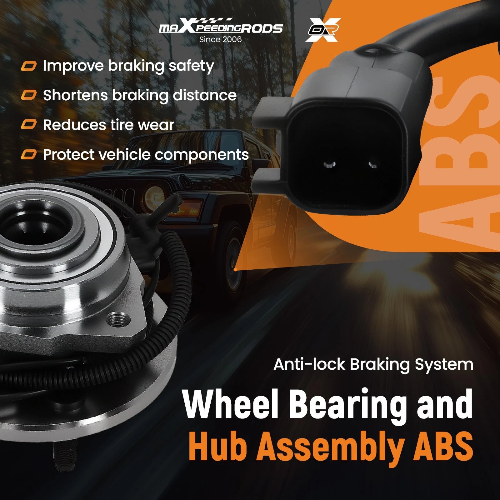 Front Driver Side Wheel Hub for Jeep Liberty (2002–2007) 513176 5-Bolt ABS