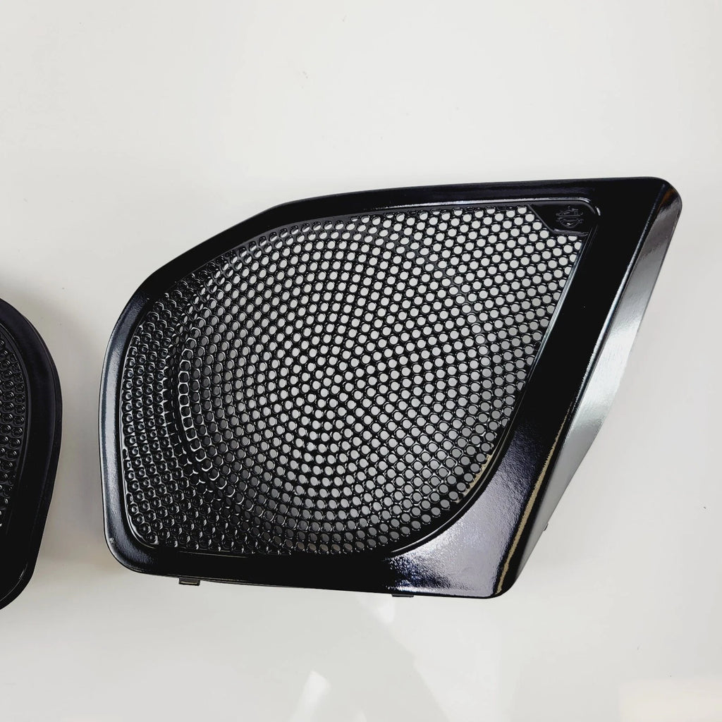 Set of 2 Gloss Black Grills for Harley-Davidson Road Glide (OEM 76001323, 76001324)