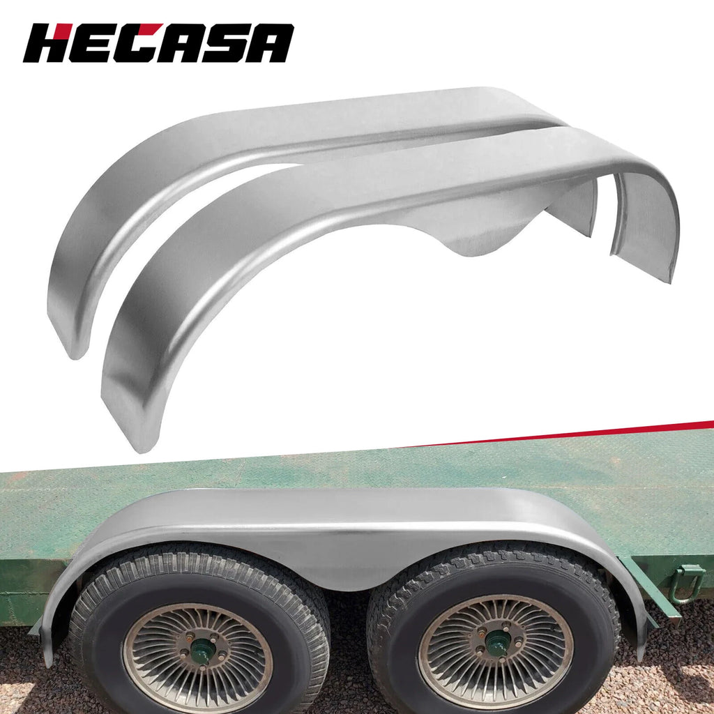 Set of 2 Tandem Double Axle Steel Trailer Fenders 13" 14" 15" w/ Tear Drop