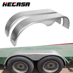 Set of 2 Tandem Double Axle Steel Trailer Fenders 13" 14" 15" w/ Tear Drop