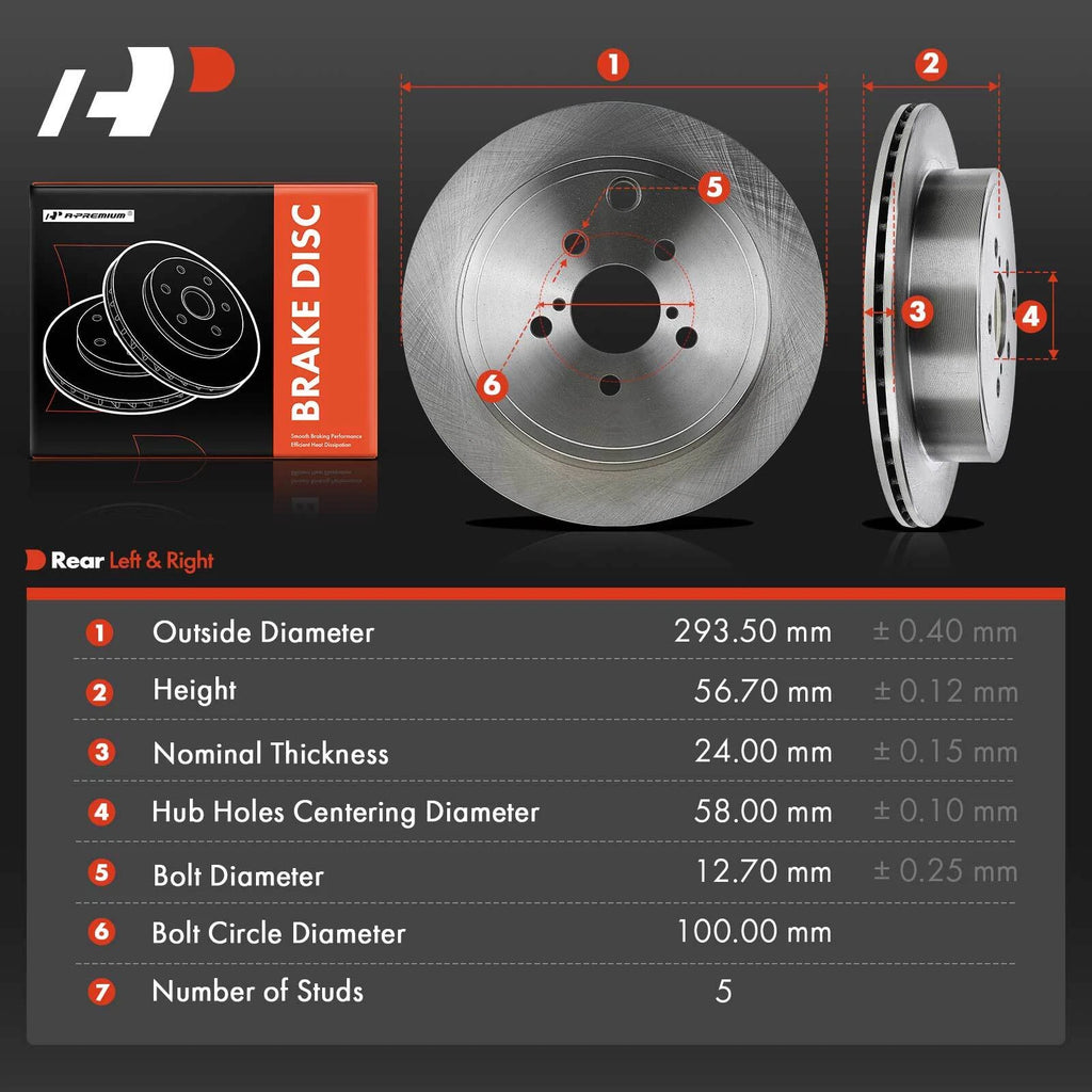 Rear Disc Brake Rotors for Scion FR-S Subaru BRZ Toyota Legacy Outback (2013–2016)