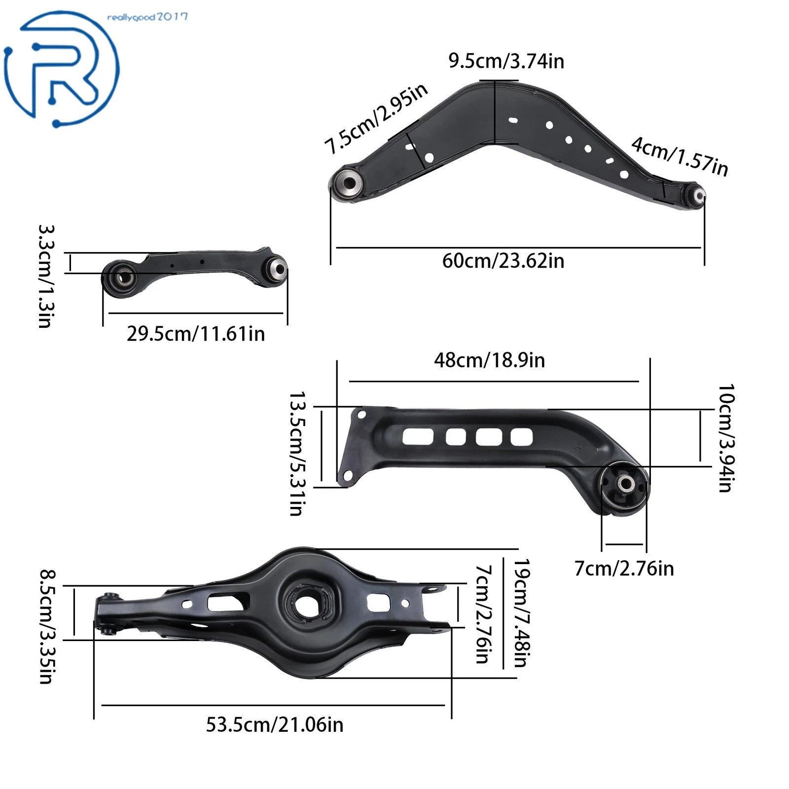 Set of 8 Control Arms with Bushings for Chevrolet Malibu (2016–2023)