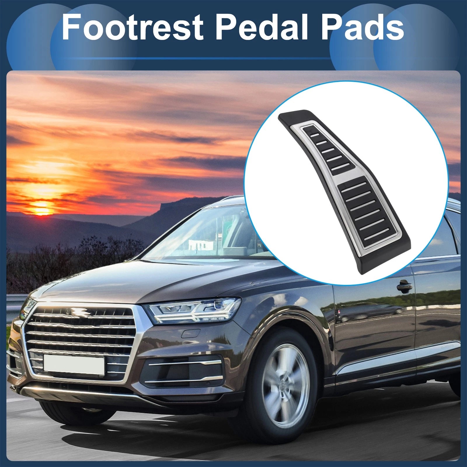 1 Pc Footrest Pedals Cover for Audi Q7 (2015–2024) Silver Tone