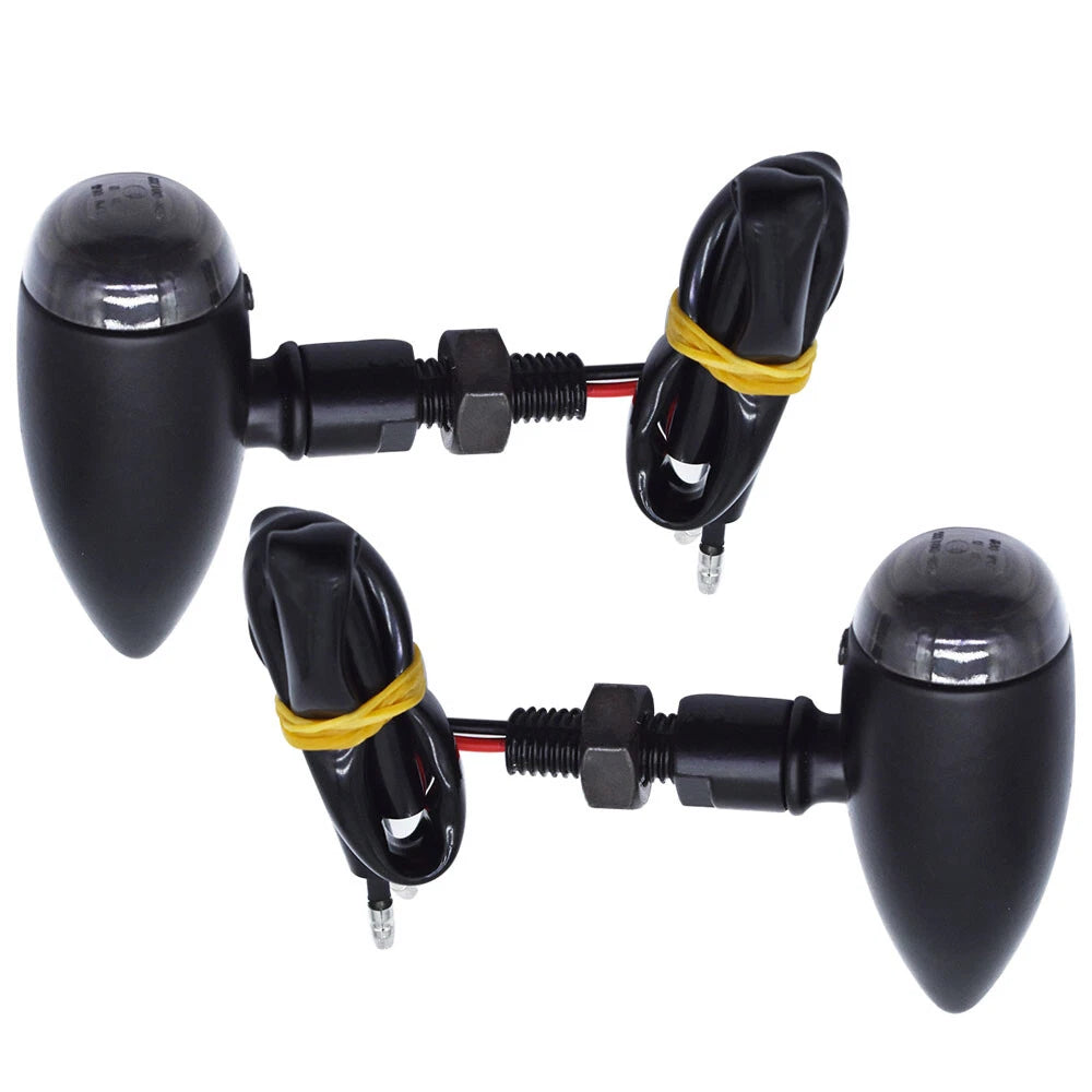 2X Black Mini Bullet Turn Signals for Motorcycle