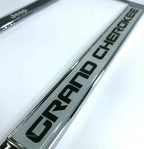 License Plate Frame Chrome Large Black Logo for Jeep Grand Cherokee (2011–2024)