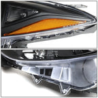 Pair of Black Housing Amber Corner Projector Headlights for Mazda 3 (2014–2016)