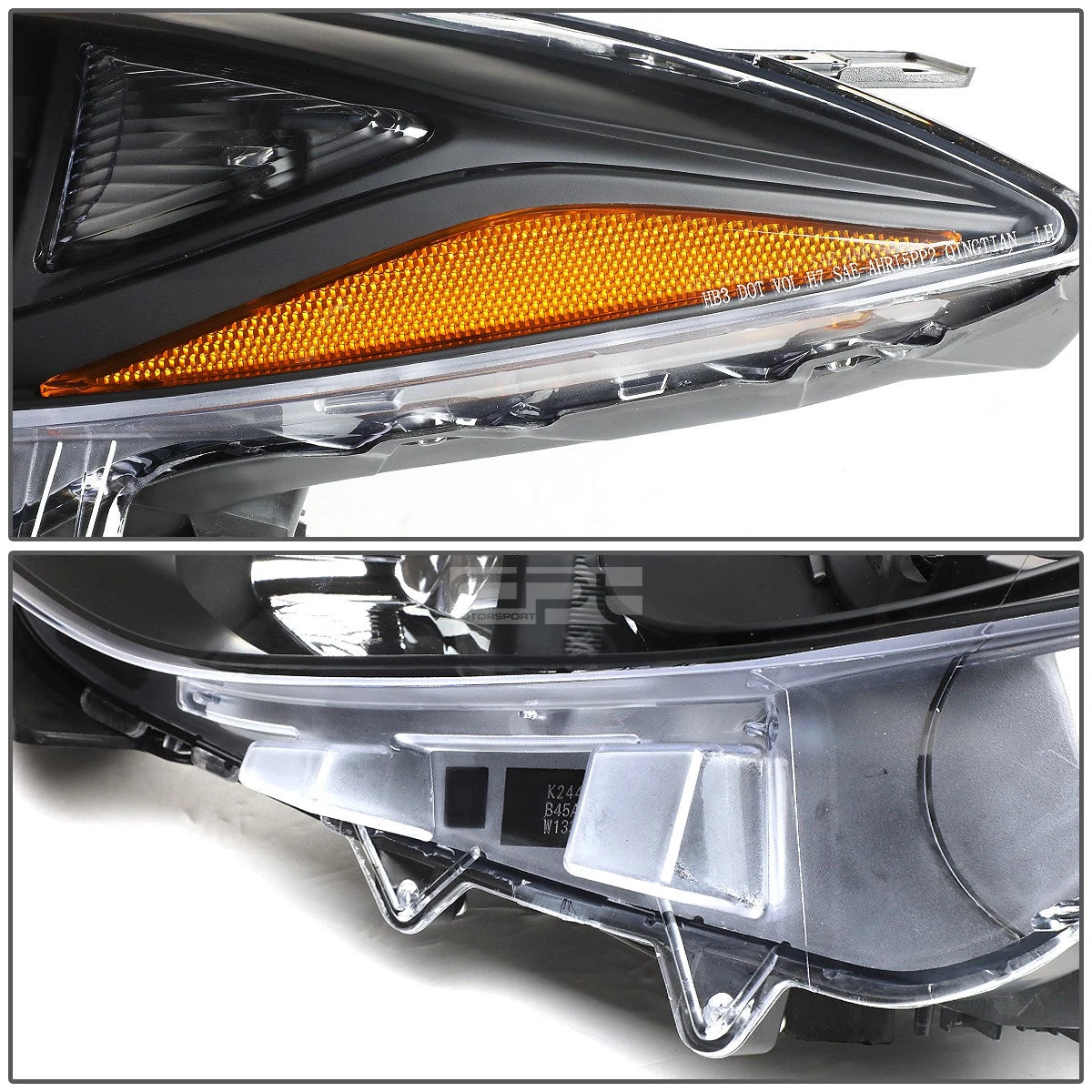 Pair of Black Housing Amber Corner Projector Headlights for Mazda 3 (2014–2016)