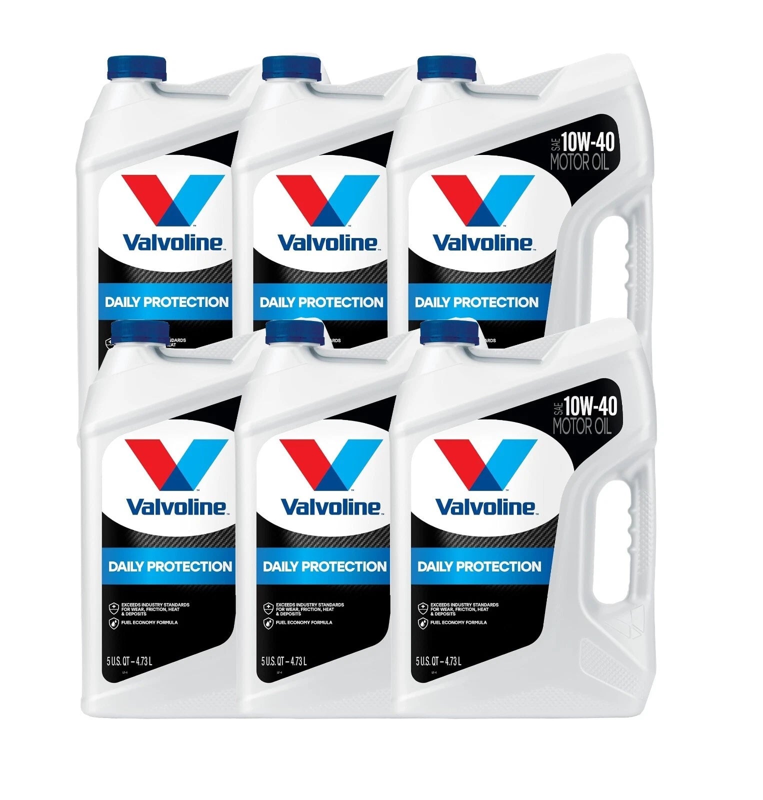 Set of 6 Quarts 10W-40 Synthetic Blend Motor Oil for Daily Protection