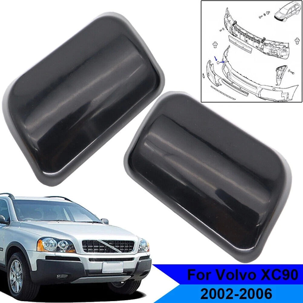 Headlight Washer Cap Cover Set of 2 for Volvo XC90 (2002–2006) Black ABS