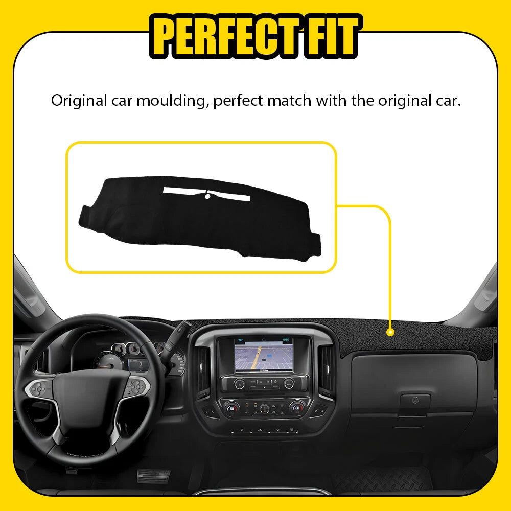 Dash Cover for Chevrolet Silverado 1500 2500 3500 (2014–2018) Black Mat