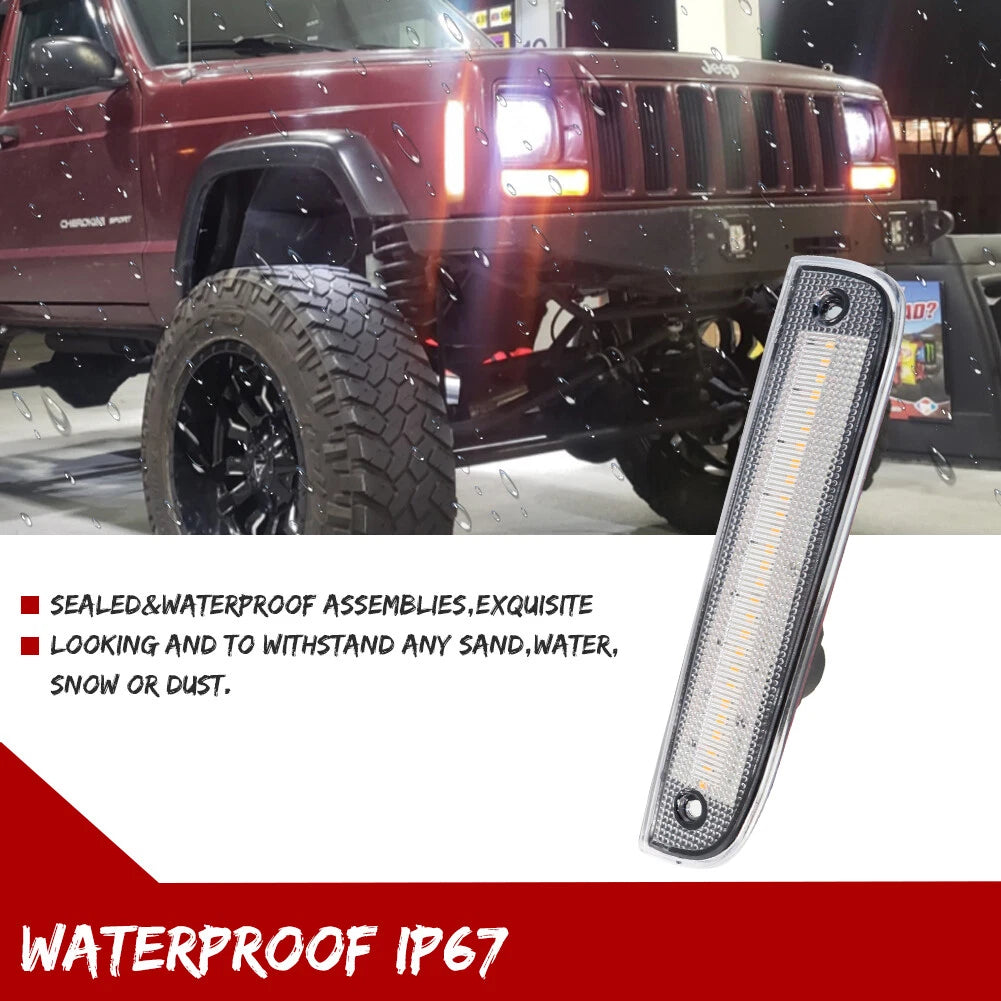 Clear White LED Front Side Marker Lights for Jeep Cherokee (1997–2001)