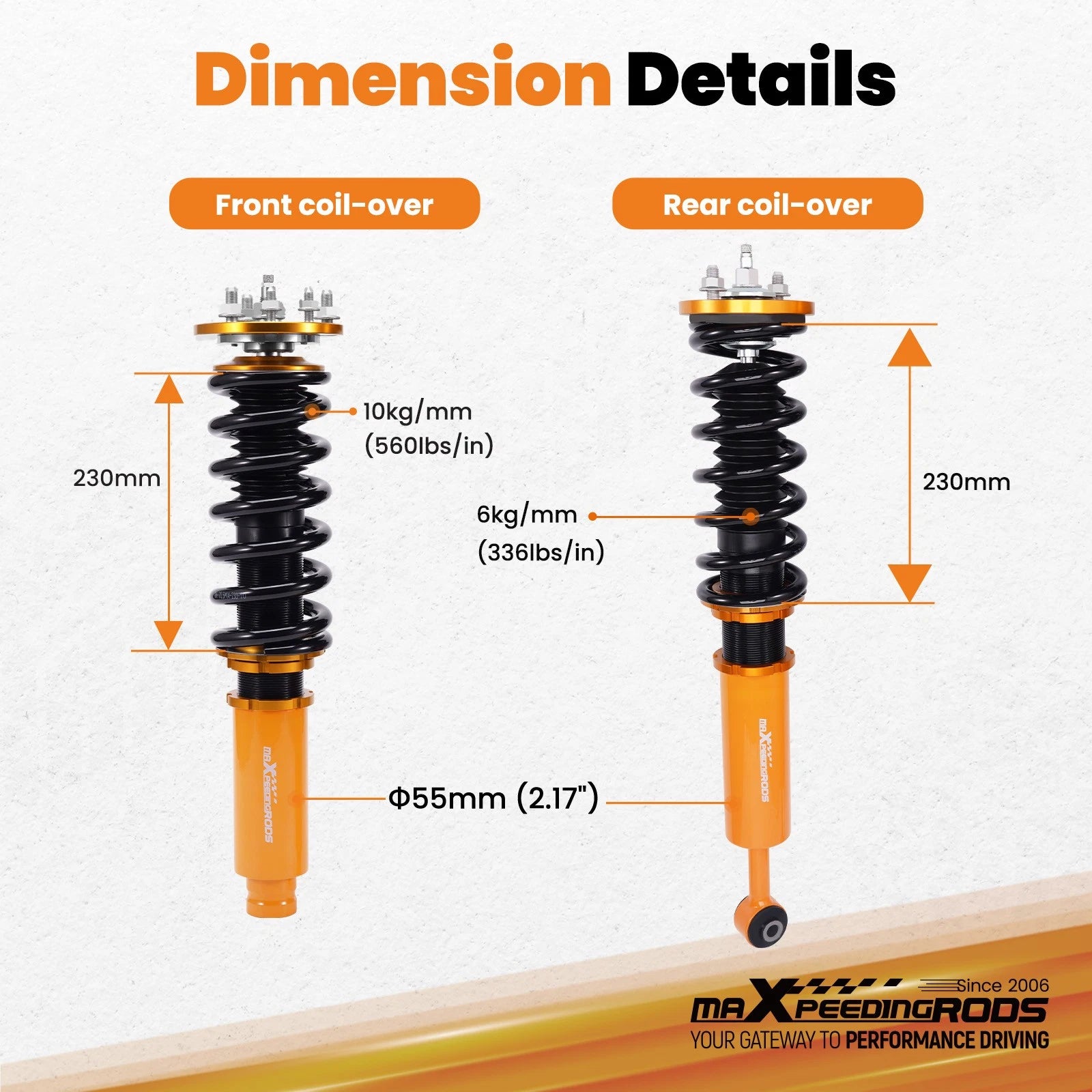 Coilovers 24 Way Adjustable Damper Shocks for Acura TSX (2004-2008)