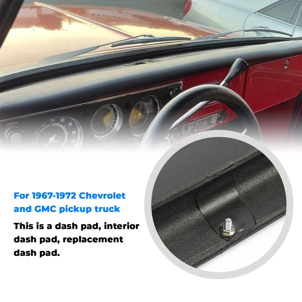 Dash Pad Cover for Chevy GMC C10 (1967–1972) - Black Plastic